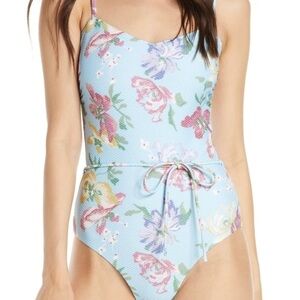 Chelsea 28 floral classic one piece with tie NWOT